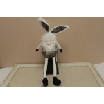 Plush bunny figurine with long ears and dangling legs
