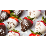 Chocolate-covered strawberries with white and dark chocolate coatings