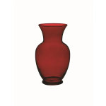 Red glass vase with a flared rim