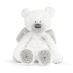 White teddy bear plush toy with gray accents