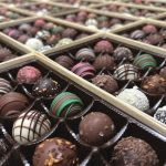 Assorted chocolate truffles in a divided gift box