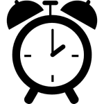 Black alarm clock icon on a white background