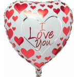 Heart-shaped balloon with red hearts and "I Love You" text