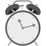 Gray alarm clock icon on a white background