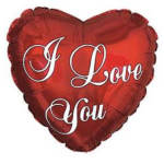 Heart-shaped red foil balloon with the words "I Love You"