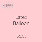 Pink product card with text for a latex balloon