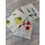 Three packaged floral greeting cards with painted flowers
