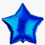 Blue star-shaped foil balloon on a white background