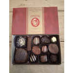Box of assorted chocolates in a red gift box