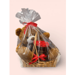 A Sweet Bundle of LOVE / 32in X-Large Teddy Bear & Preserved Roses in a Basket