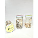 Three jars of Vesper craft cocktail mix with dried citrus slices