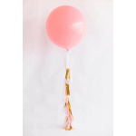 Pink balloon with a gold and pink tassel tail