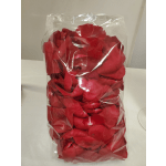 Clear bag filled with red rose petals