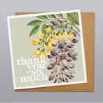 Thank-you card with yellow and gray flowers