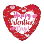 Heart-shaped red balloon with "Happy Valentine's Day" text and small hearts