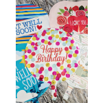 Assorted round foil balloons with birthday and love messages