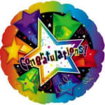 Rainbow star-shaped congratulations balloon with colorful stars