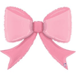 Pink bow-shaped balloon on a white background