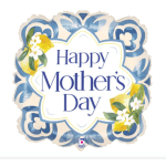 25" Happy Mother's Day Blue and White Balloon