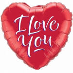 Red heart-shaped balloon with "I Love You" text