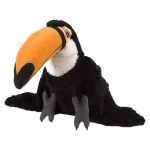 Plush toucan toy with a large orange beak