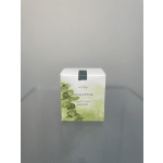 Boxed eucalyptus aromatic candle with green botanical artwork