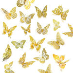 Gold butterfly wall decals on a white background