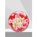 Round balloon with hearts and the words "I love you"