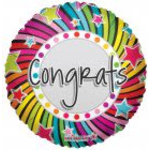 Colorful round balloon with "Congrats" text