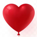 Red heart-shaped balloon on a white background