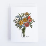 Greeting card with a colorful illustrated bouquet on the front