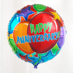 Round multicolor balloon with "Happy Anniversary" text