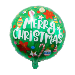Green Christmas balloon with "Merry Christmas" text and ornament graphics