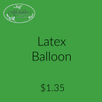 Green product card reading Latex Balloon with a florist logo