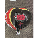 Heart-shaped balloon with red roses and "I Love You" text
