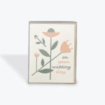Wedding card with stylized flowers and the words "on your wedding day"
