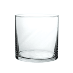 Clear glass cylinder vase on a white background