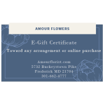 Blue Amour Flowers e-gift certificate with floral line art