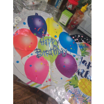 Birthday balloon with colorful balloon graphics and "Happy Birthday" text