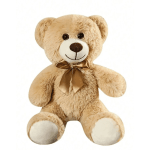 Plush teddy bear with a satin bow