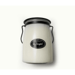 Cream candle jar with black lid and handle