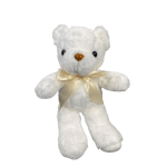 White teddy bear with a cream ribbon bow