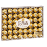 Box of Ferrero Rocher chocolates in gold wrappers