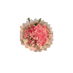 Pink rose bouquet with lilies and carnations wrapped in pastel paper