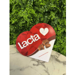 Heart-shaped Lacta chocolate gift box with a handwritten tag