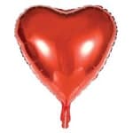 Red heart-shaped foil balloon on a white background