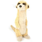 Plush meerkat toy standing upright on a white background