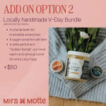 Promotional card for a V-Day bundle with flowers and skincare items.