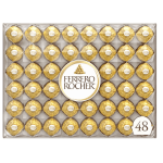 Box of Ferrero Rocher chocolates in gold wrappers