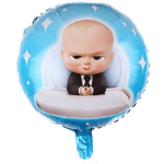 Blue foil balloon with a cartoon baby in a suit